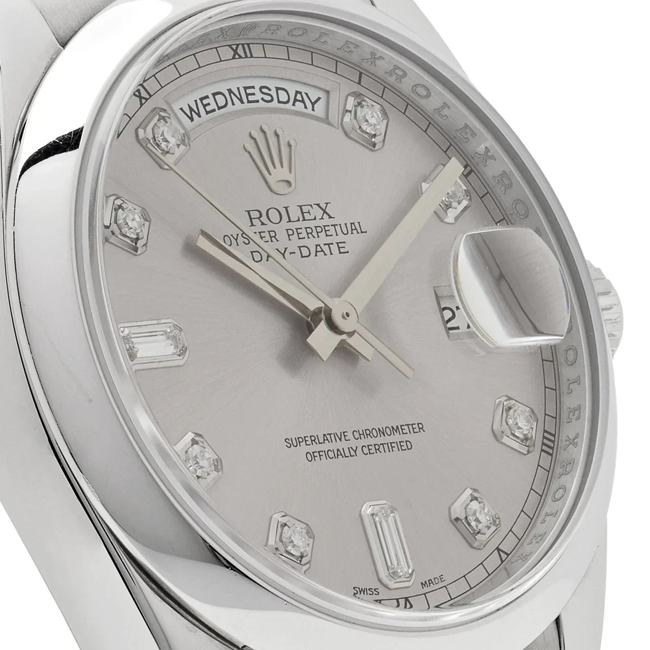 Day-Date 118206 Platinum Silver Diamond Dial (2022)