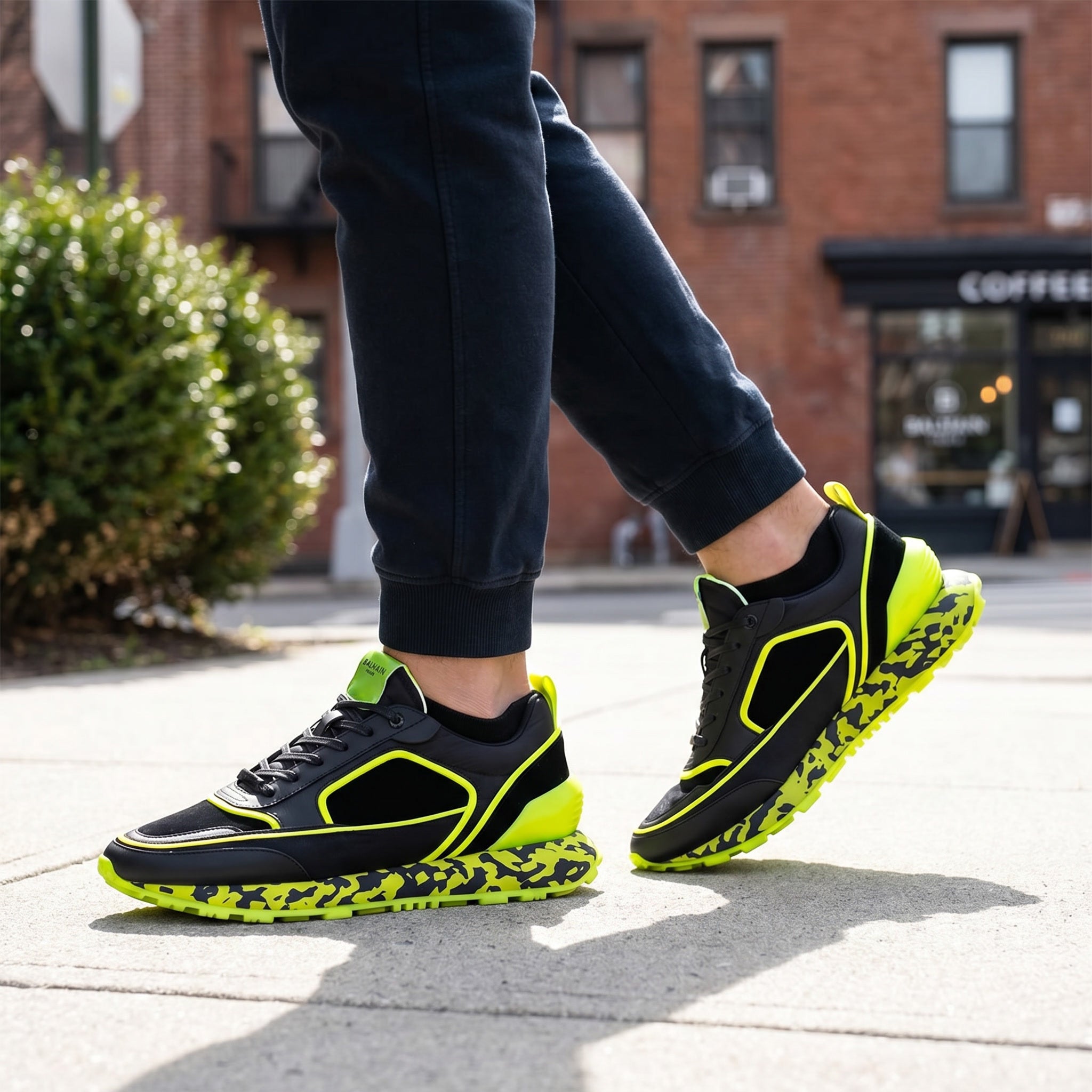 B-Racer Sneaker Black Neon Yellow Marbled Midsole