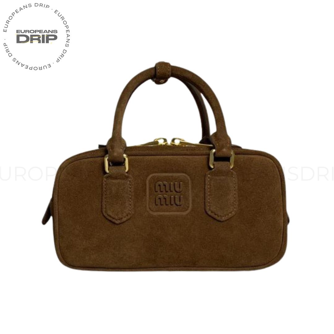 Bag Handheld Arcadie Suede Brown 22 cm