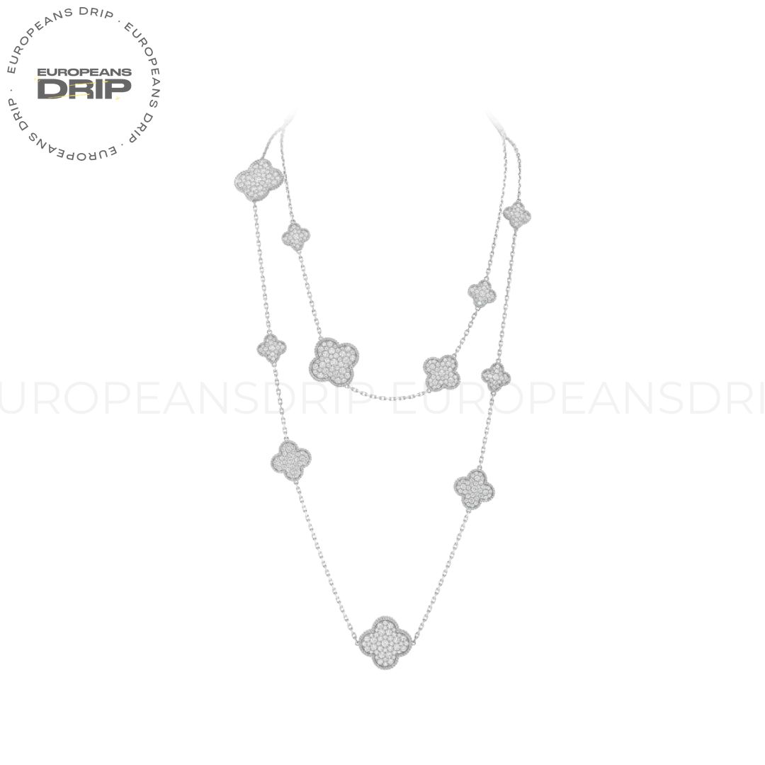 Alhambra long necklace, 16 motifs White Gold
