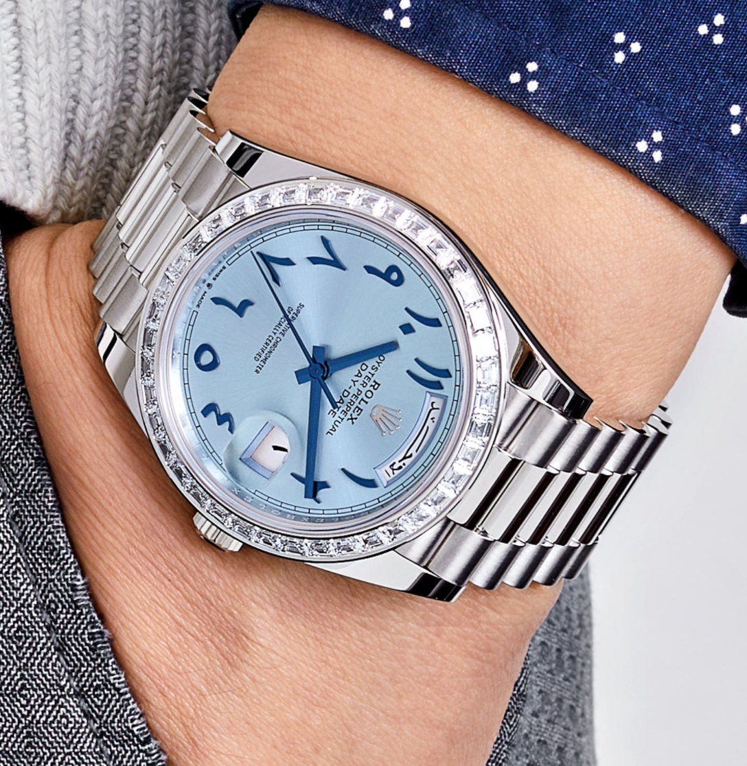 Day-date ice blue arabic dial diamond 40mm