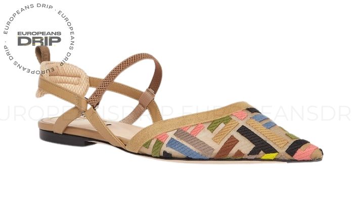 Ballet Flats Mesh Multicolor with Heel Low