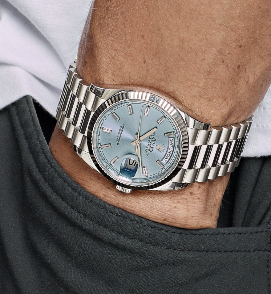 Day-date ice blue baguette dial 36mm