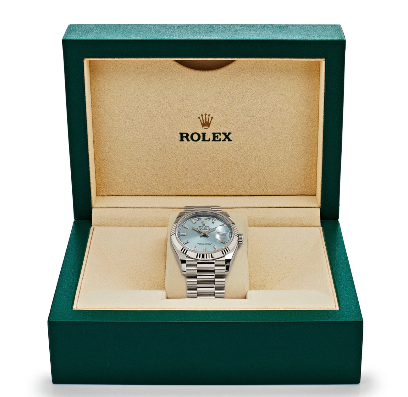 Day-date ice blue baguette dial 36mm