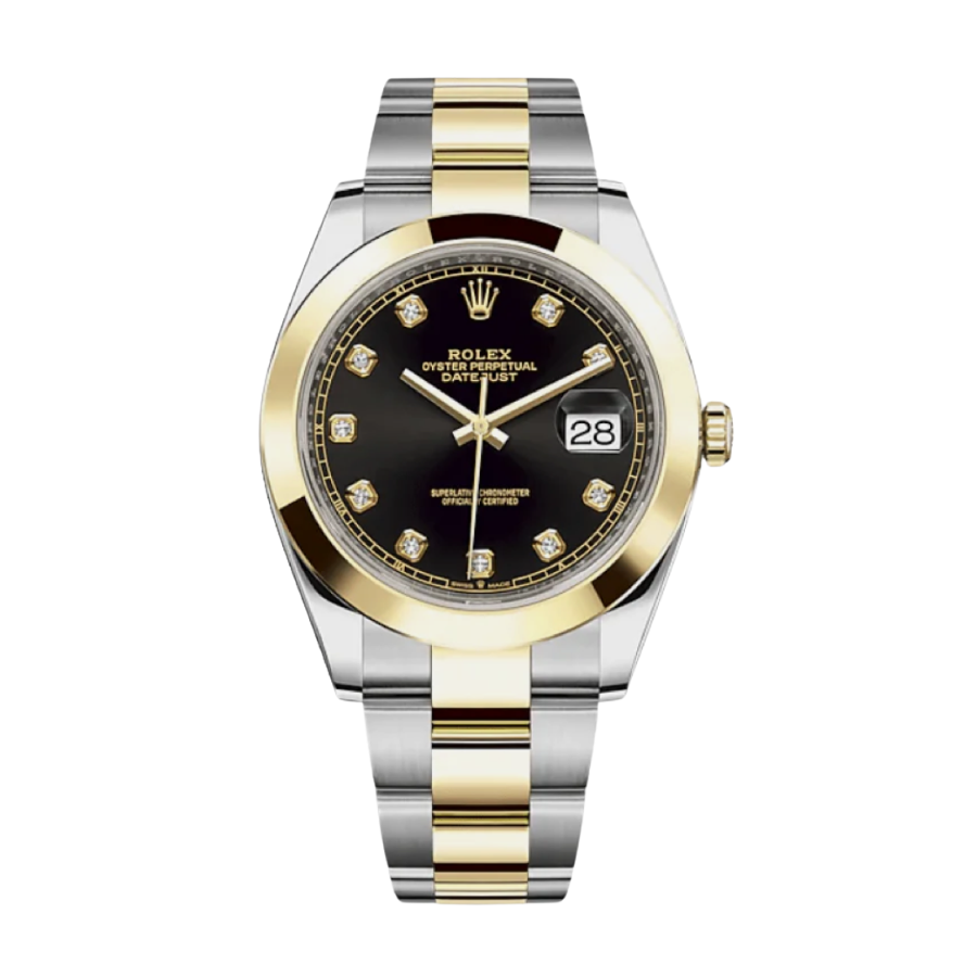 Date just yellow gold black diamond dial 41mm