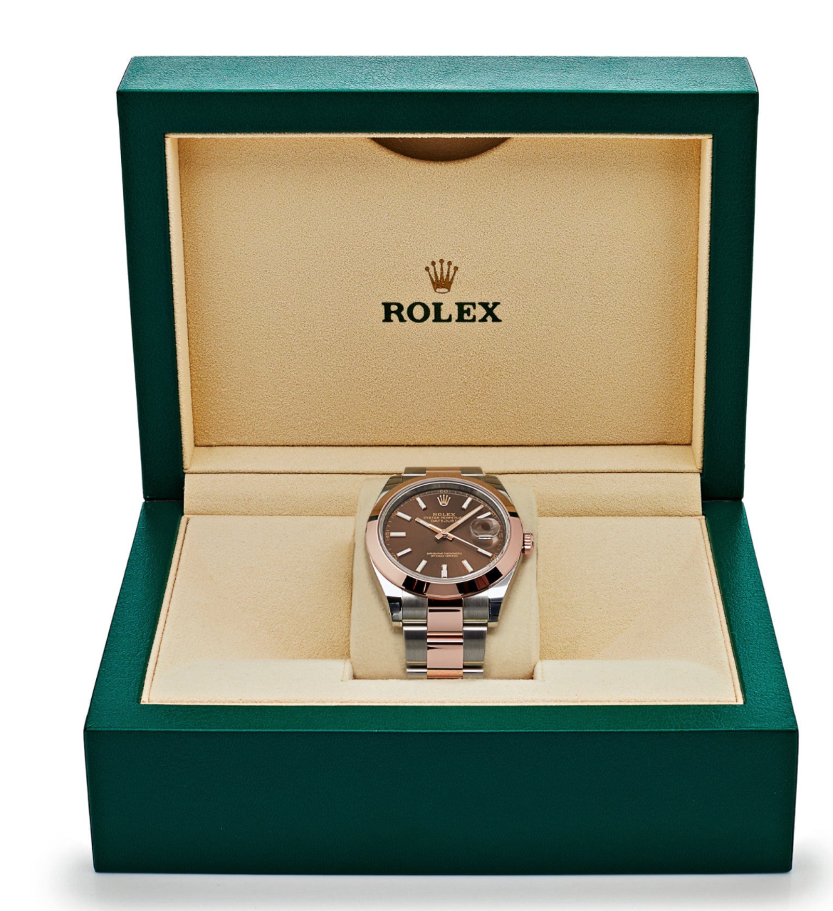 Date just rose gold chocolate dial 41mm