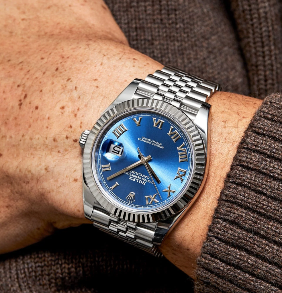Date just steel blue diamond dial 41mm
