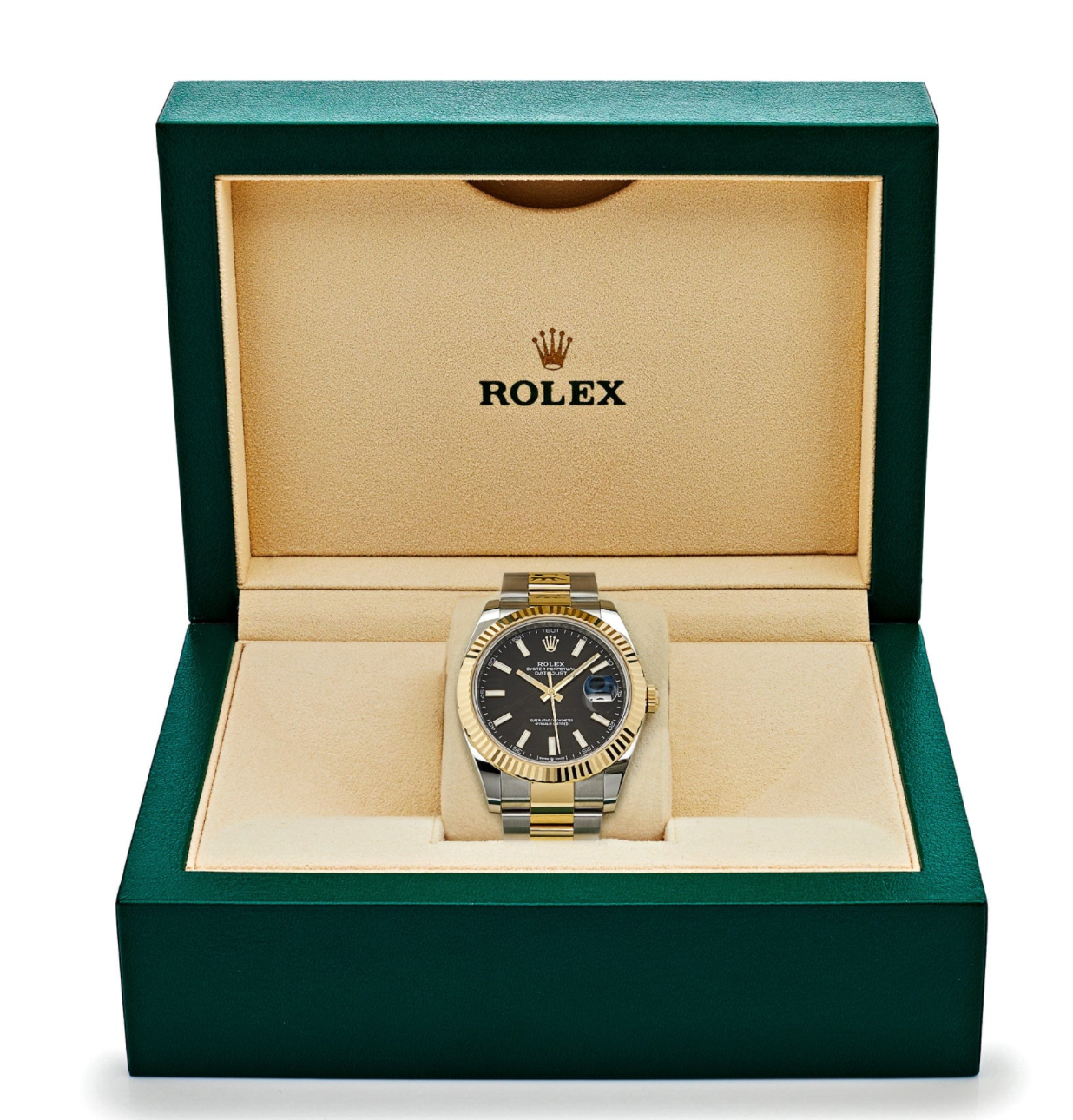Date just yellow gold black dial 41mm