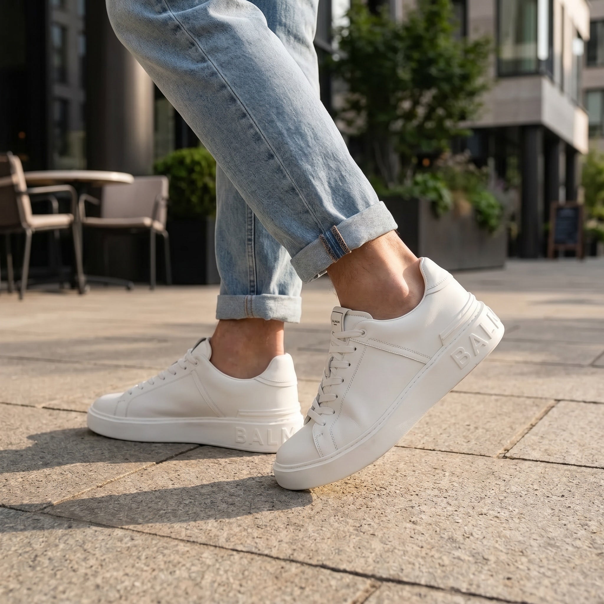 B-Court Trainer in Calfskin White