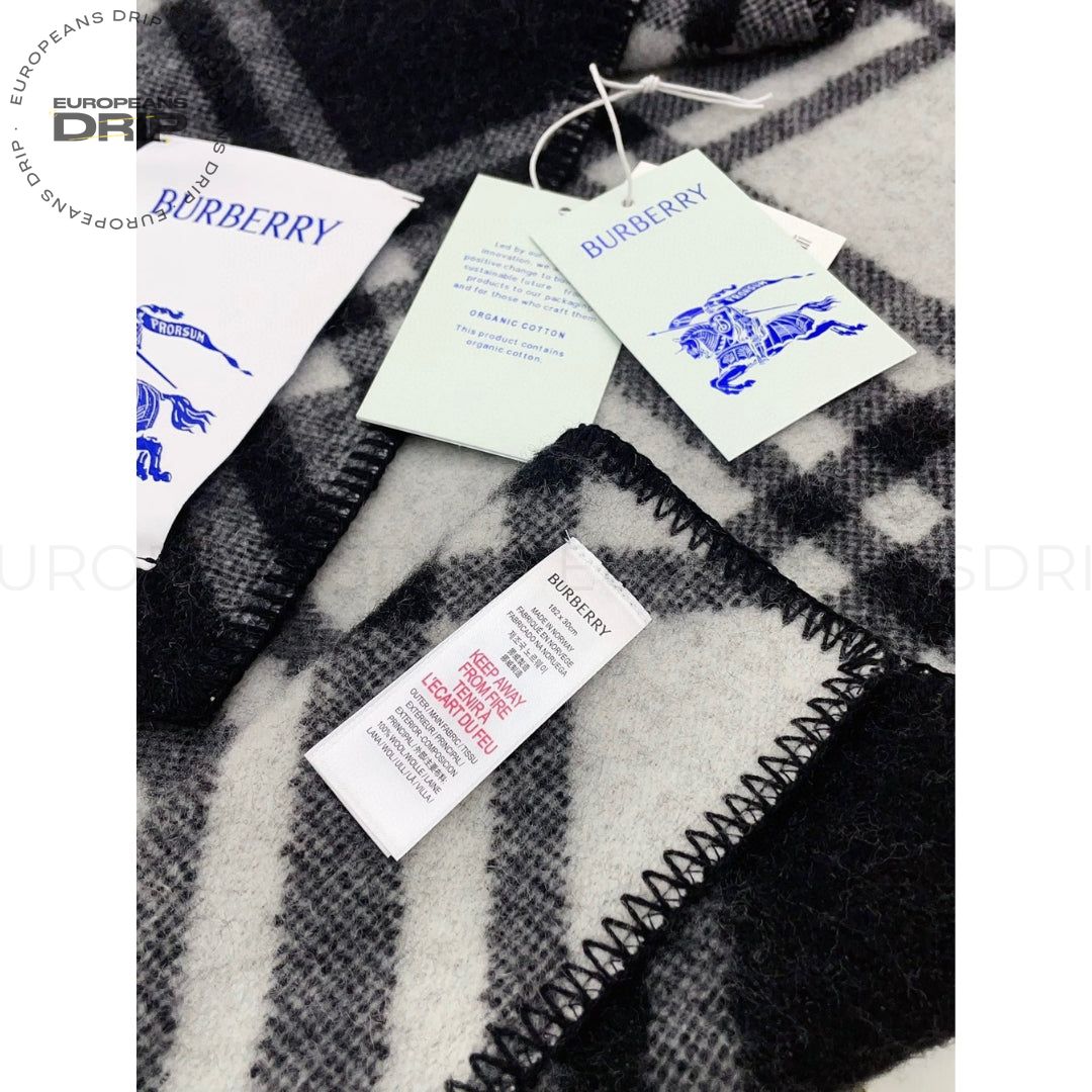 Scarf Unisex Wool Checked Black