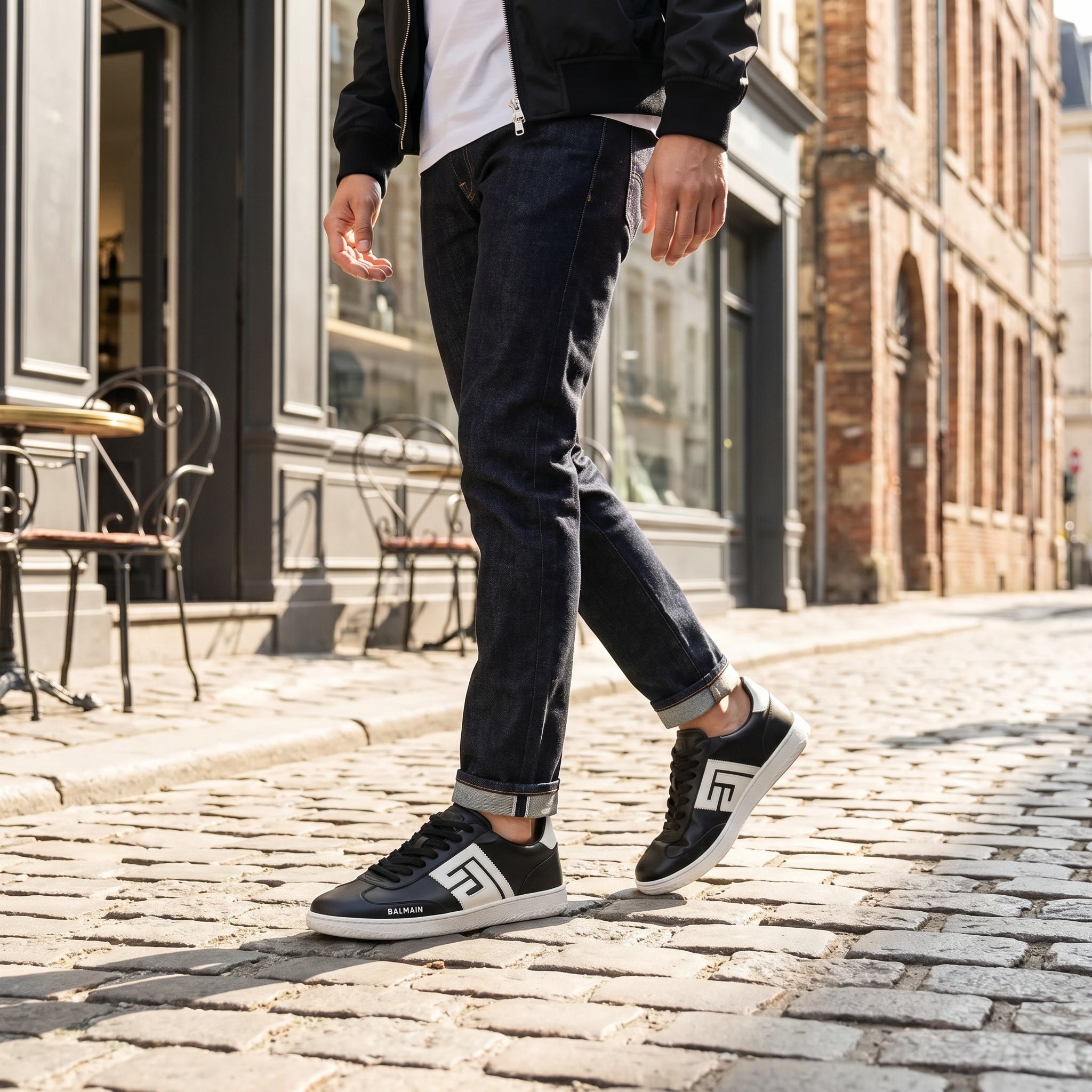 Calfskin Swan Trainers Black White
