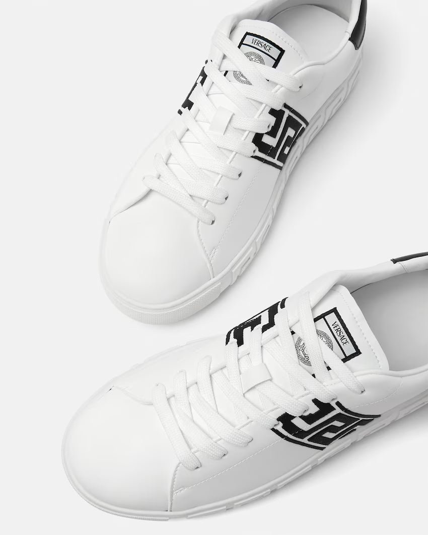 Greca Embroidered Nylon Black White
