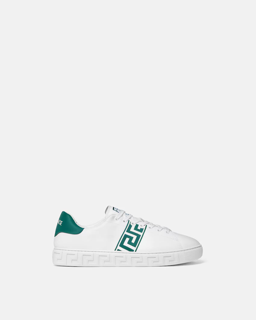 Greca Embroidered Nylon White Green