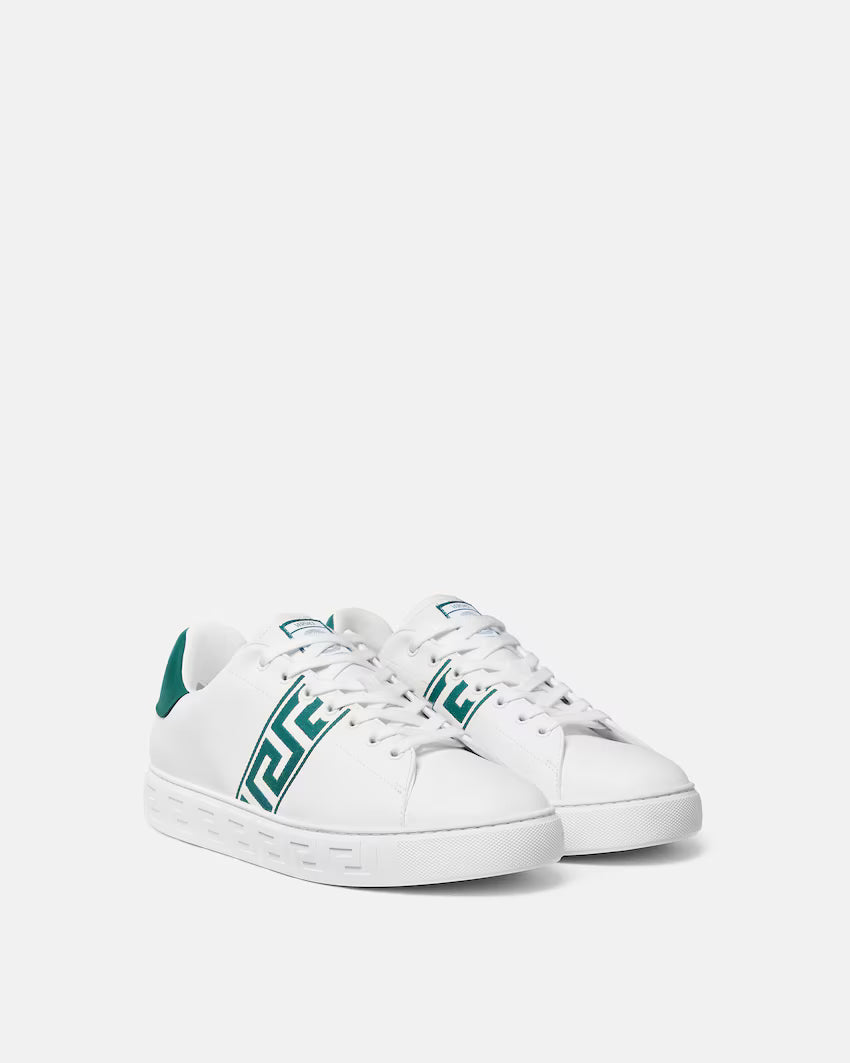 Greca Embroidered Nylon White Green