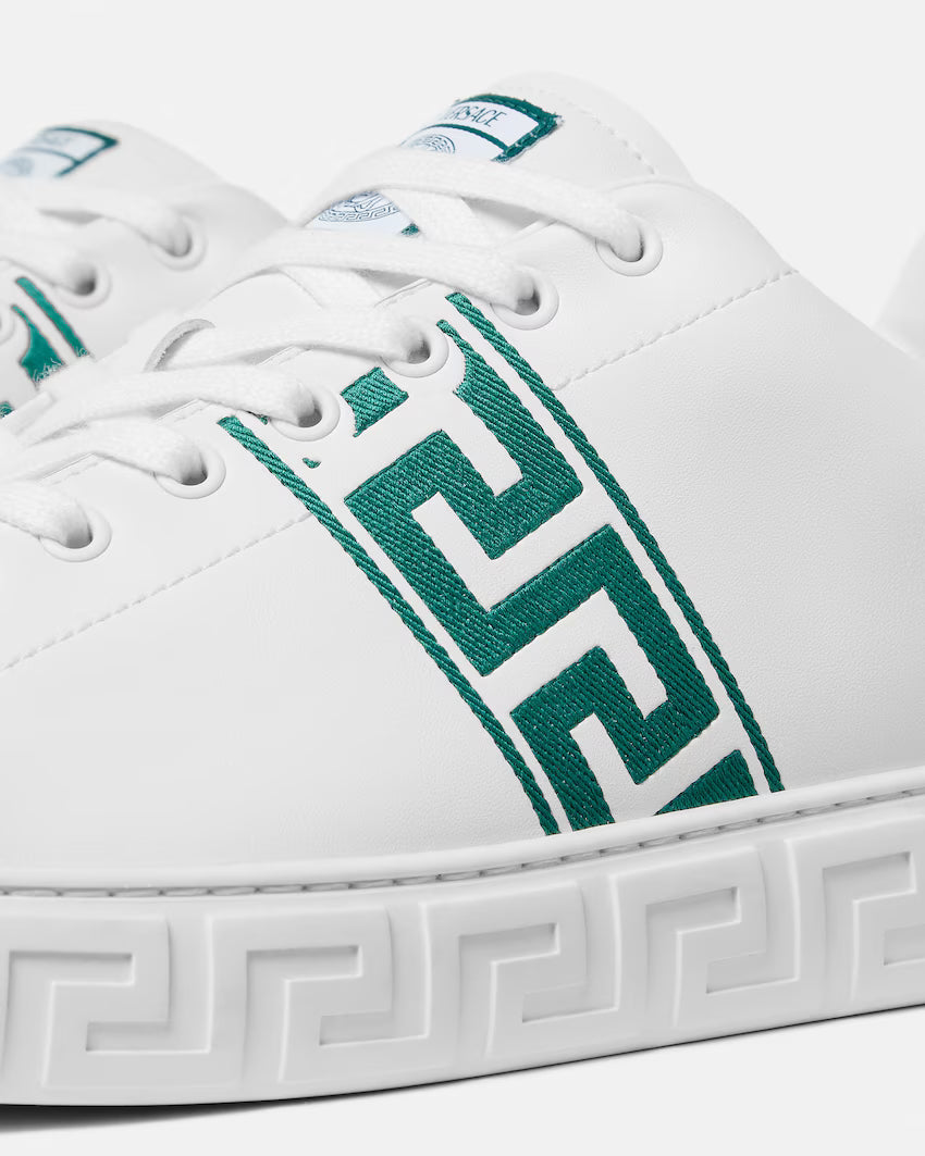 Greca Embroidered Nylon White Green
