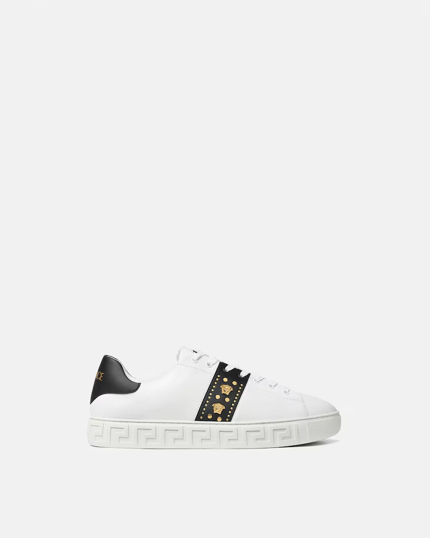 Greca Embellished Nylon Black White