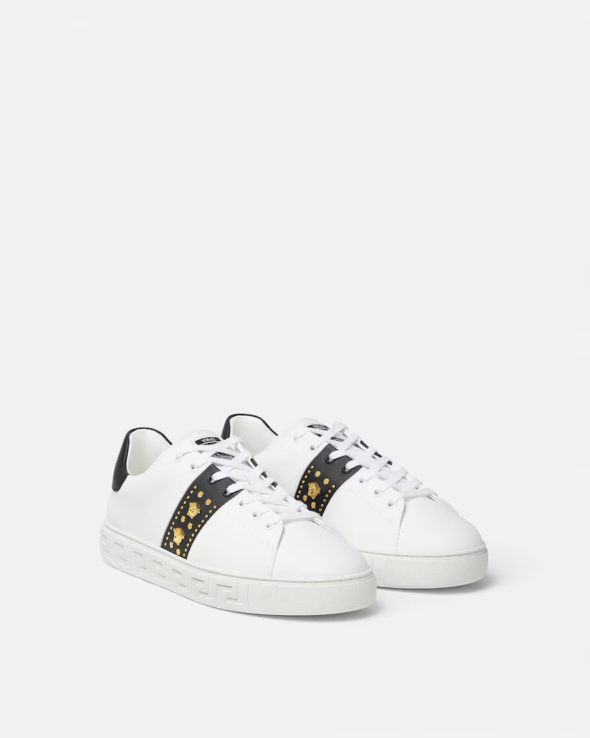 Greca Embellished Nylon Black White