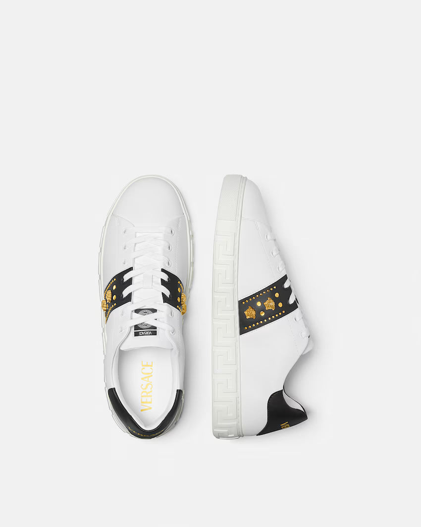 Greca Embellished Nylon Black White