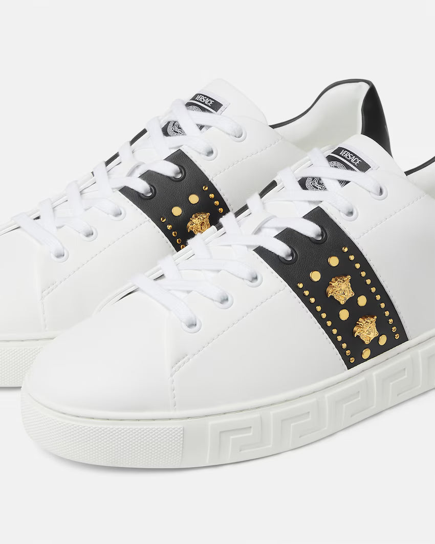 Greca Embellished Nylon Black White