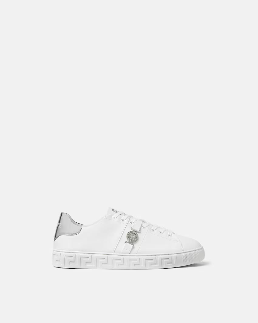 Greca Leather White Silver