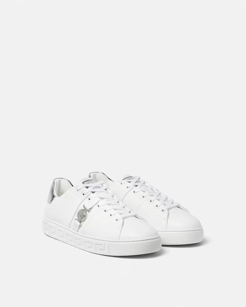 Greca Leather White Silver