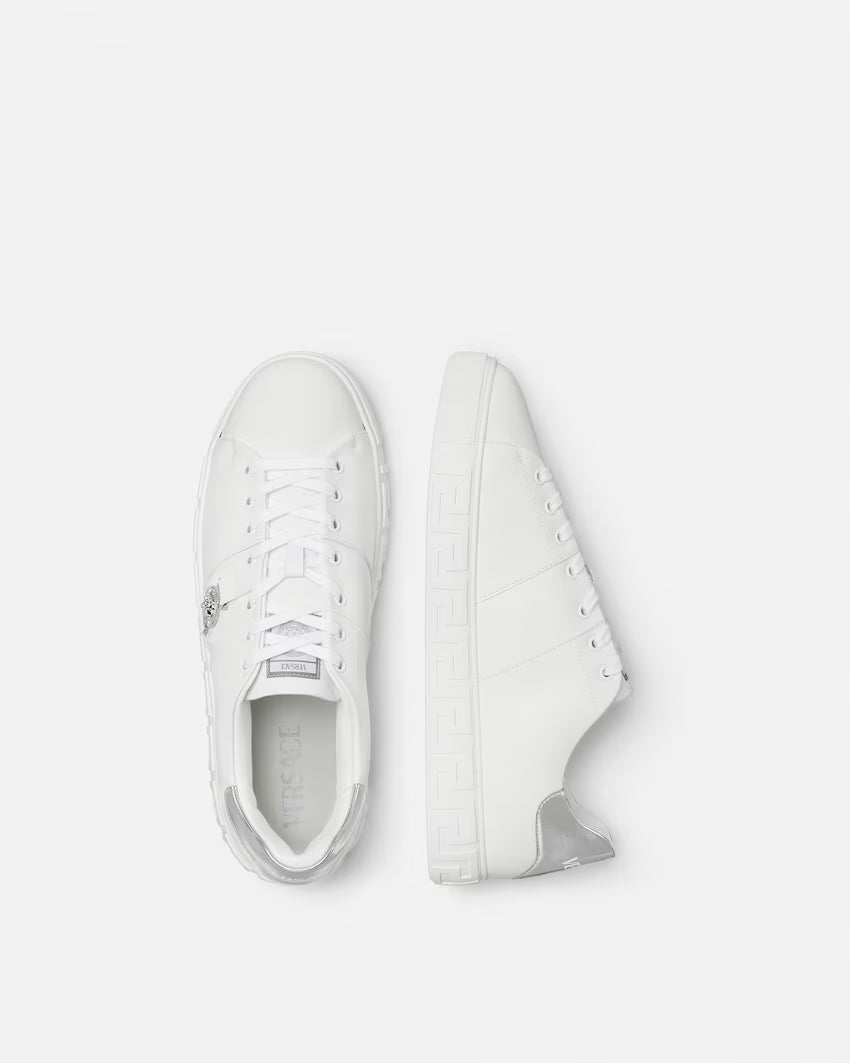 Greca Leather White Silver