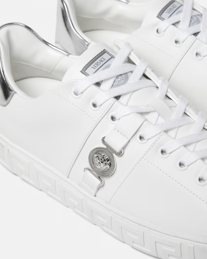 Greca Leather White Silver