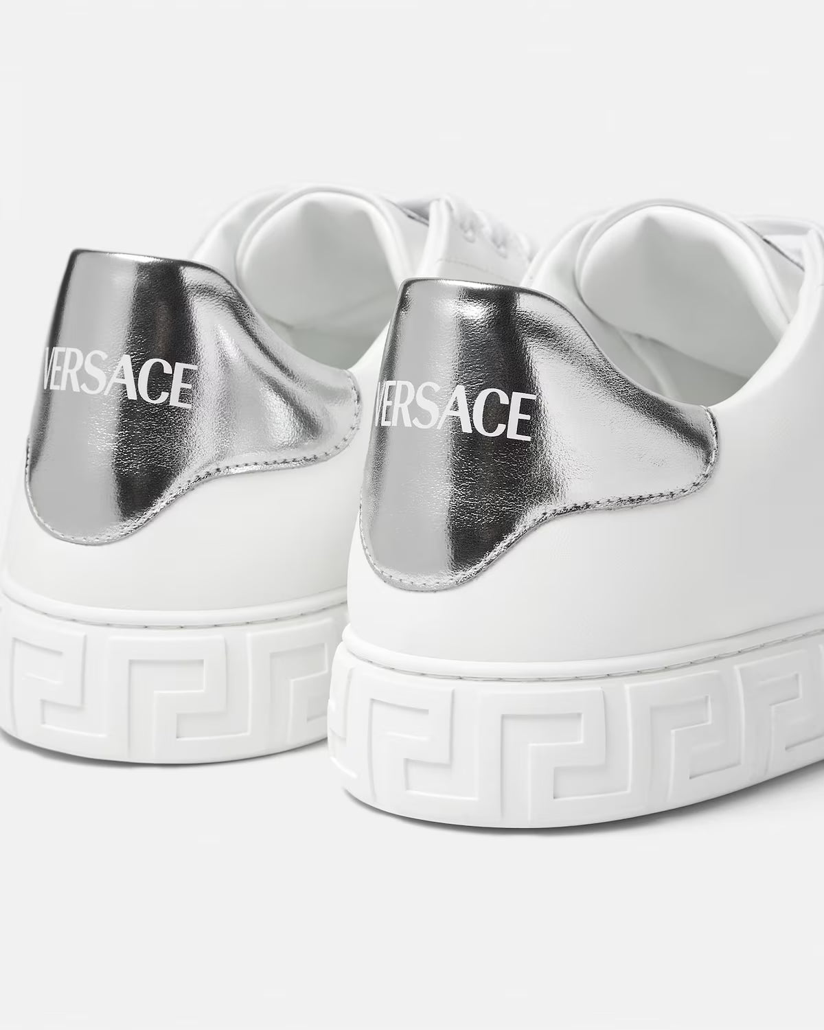 Greca Leather White Silver