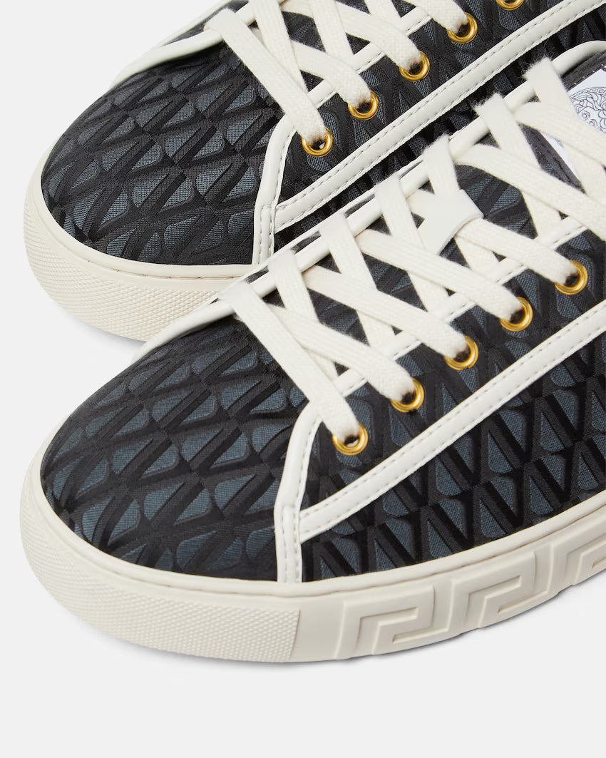 Greca Jacquard Canvas Black White
