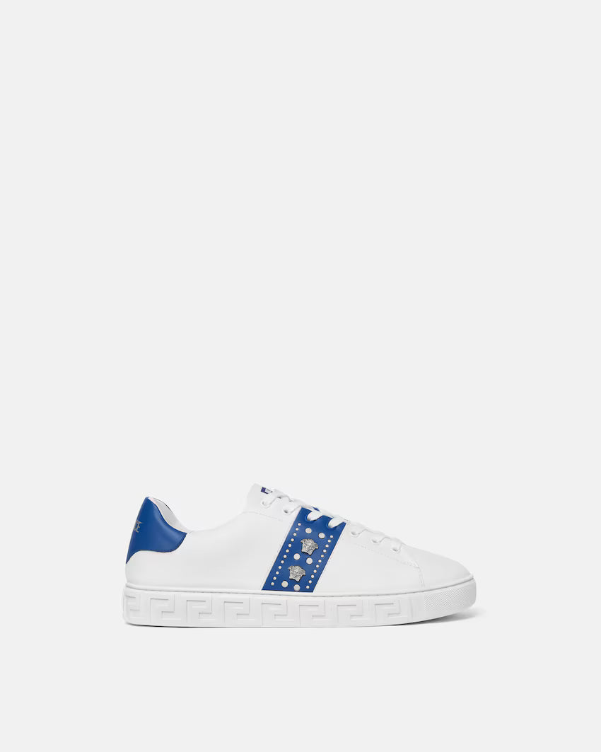 Greca Embellished White Blue