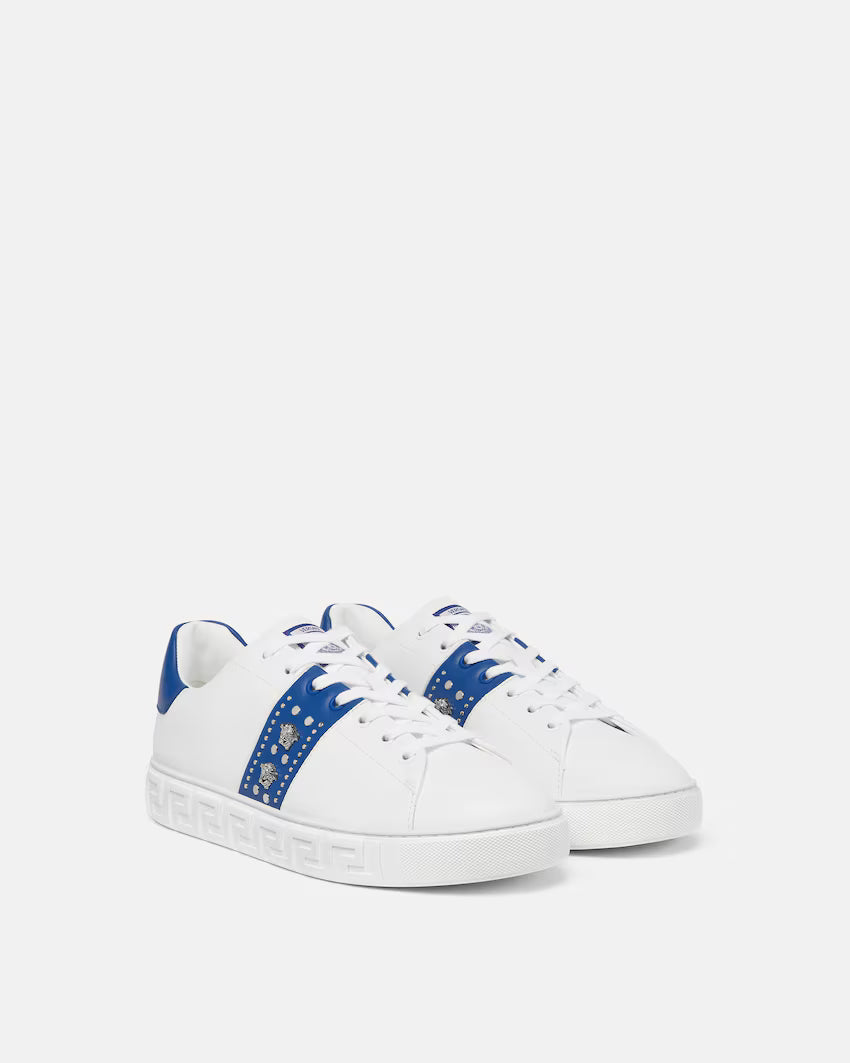 Greca Embellished White Blue