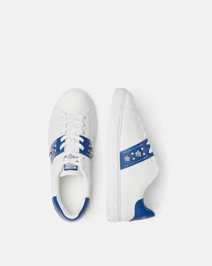 Greca Embellished White Blue