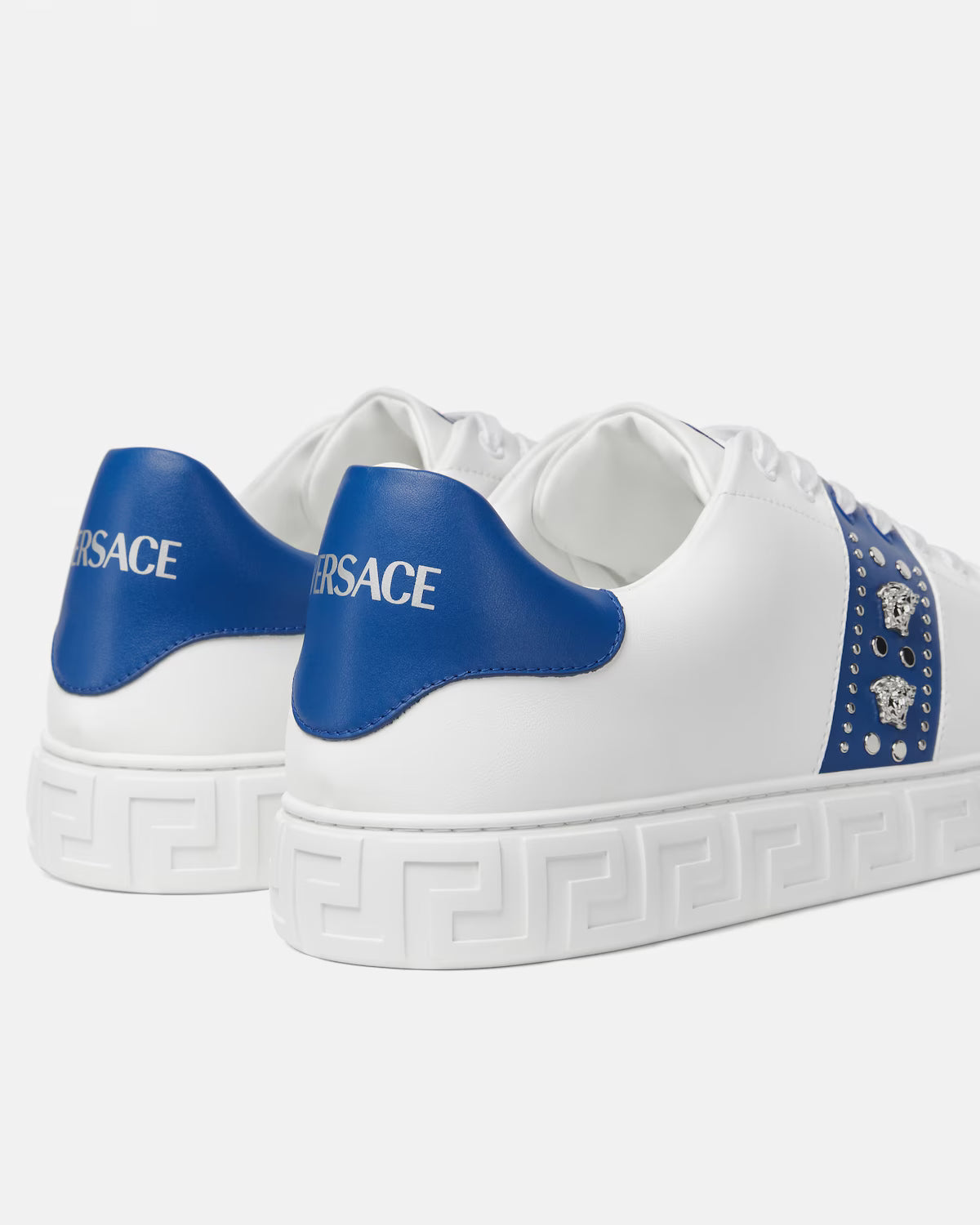 Greca Embellished White Blue