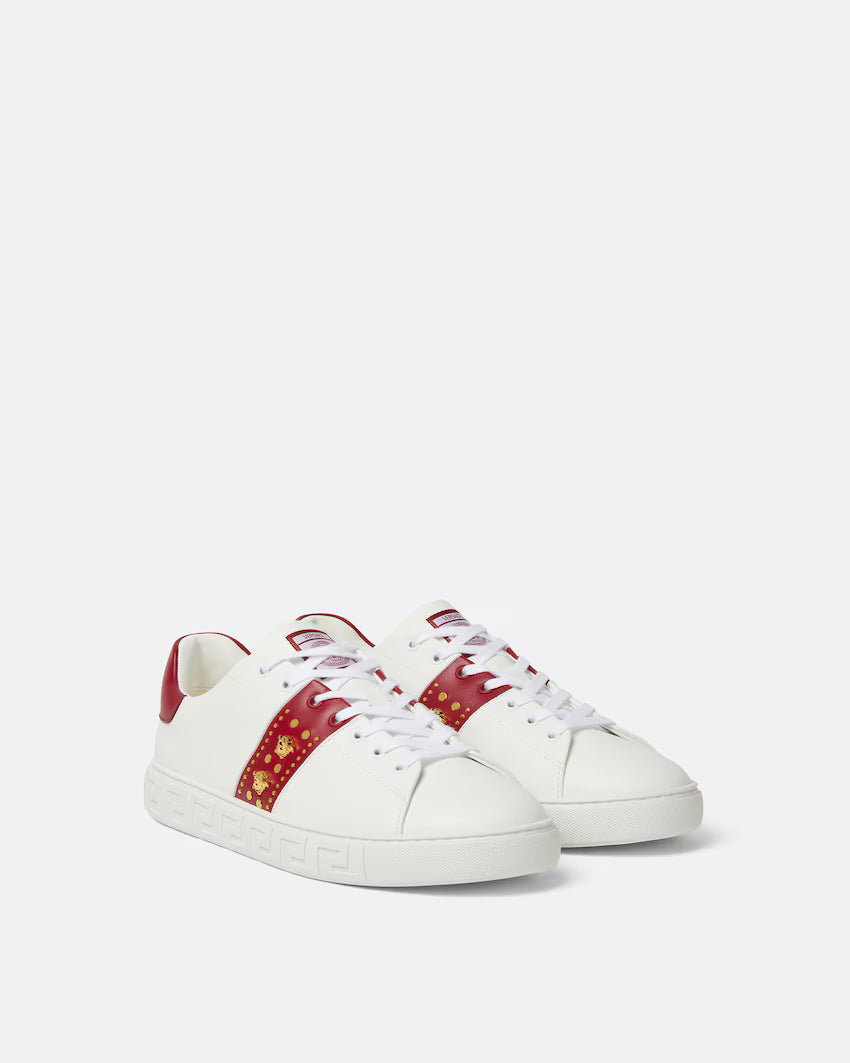 Greca Embellished White Red