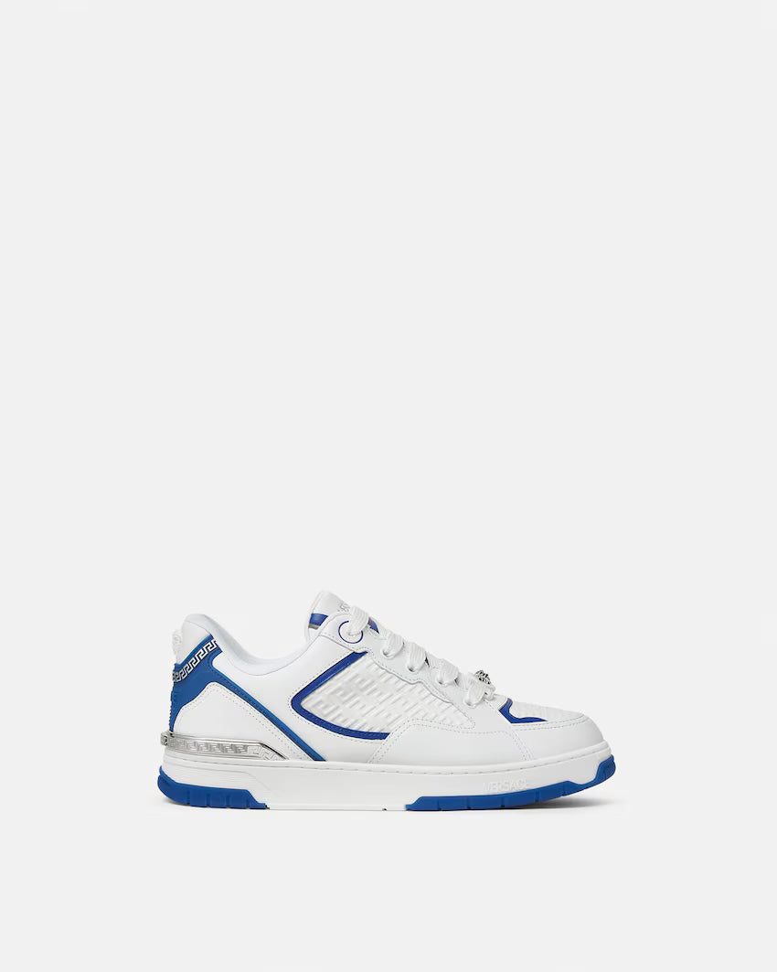Biggie Basket Leather White Blue