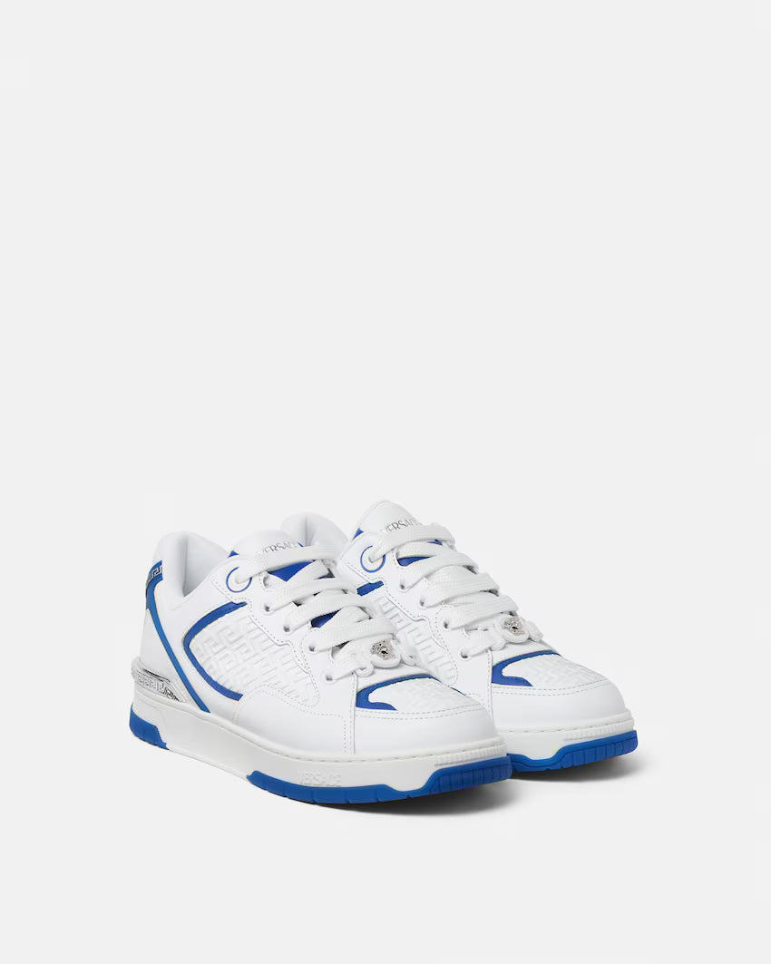 Biggie Basket Leather White Blue