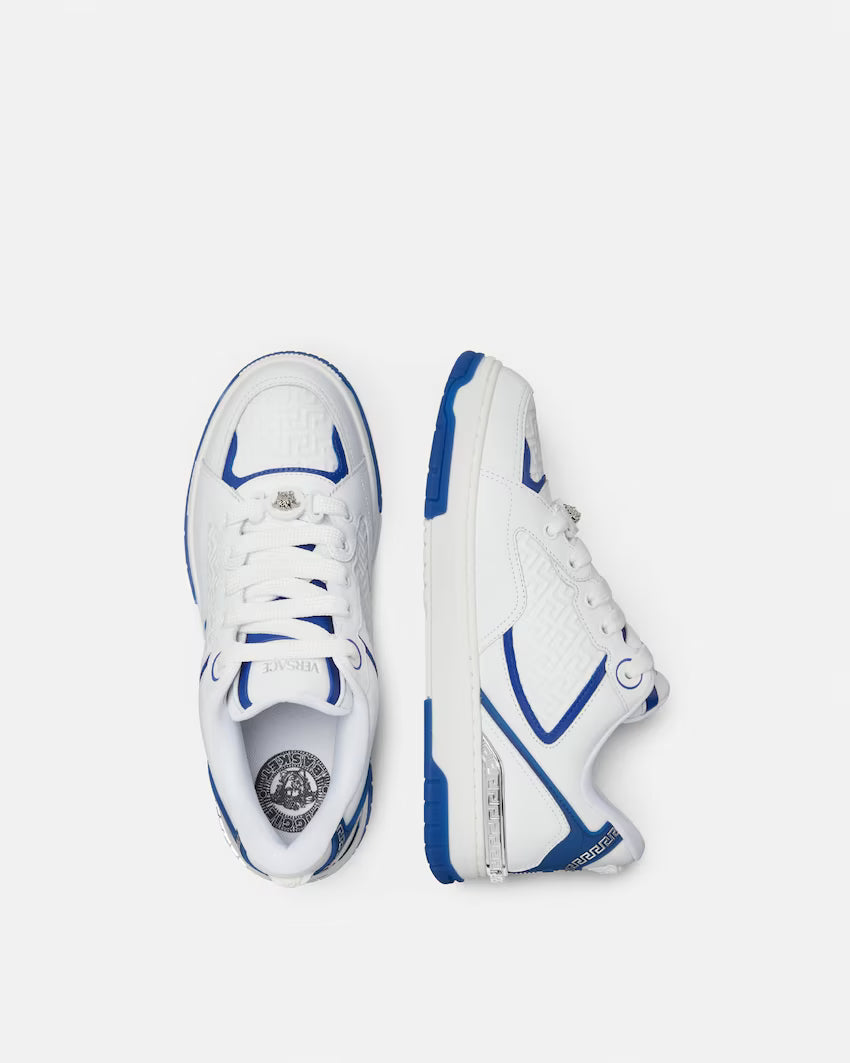 Biggie Basket Leather White Blue