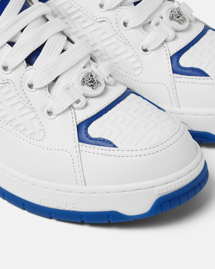 Biggie Basket Leather White Blue