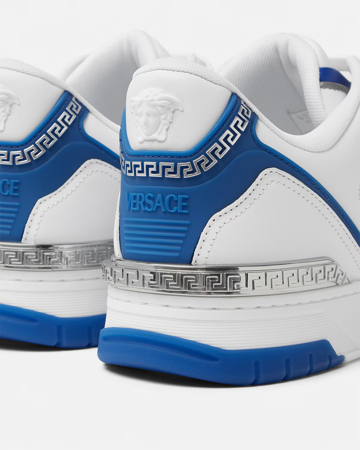 Biggie Basket Leather White Blue