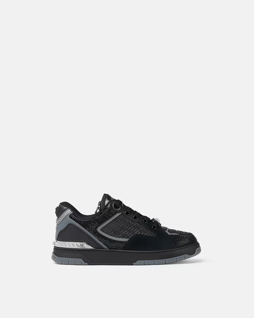 Biggie Basket Embellished Leather Black Silver