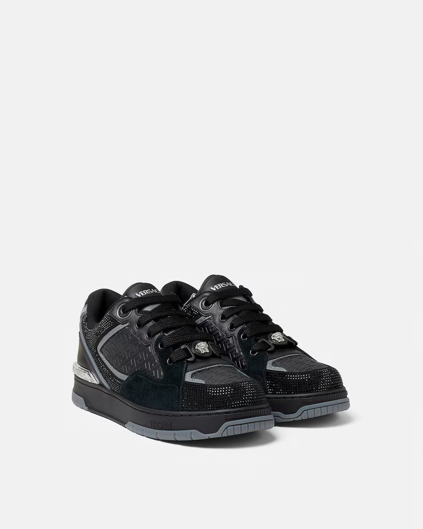 Biggie Basket Embellished Leather Black Silver