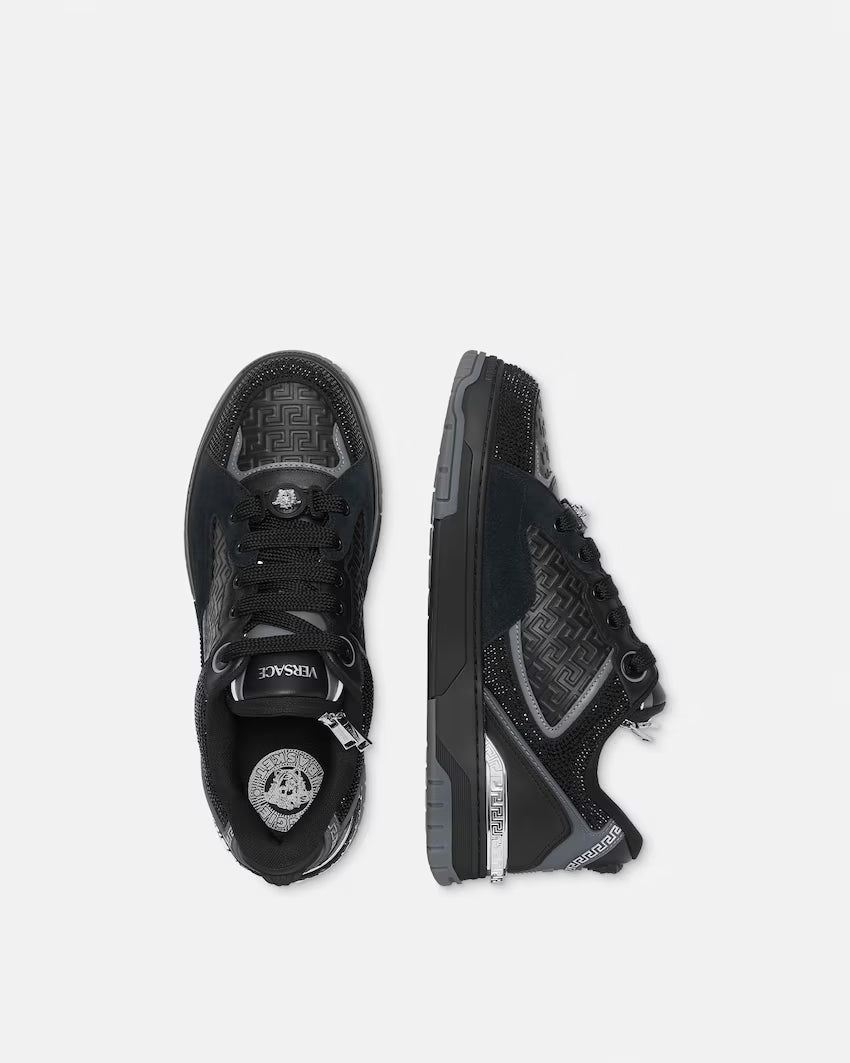 Biggie Basket Embellished Leather Black Silver