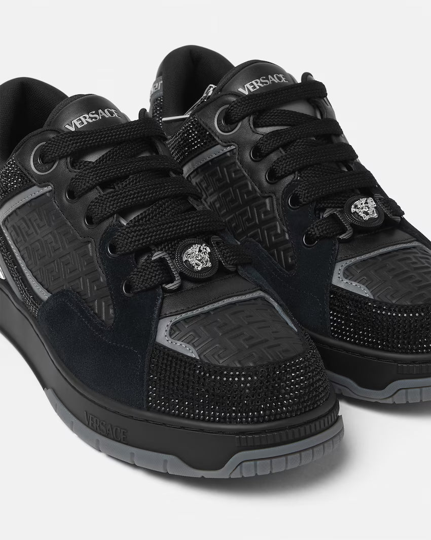 Biggie Basket Embellished Leather Black Silver