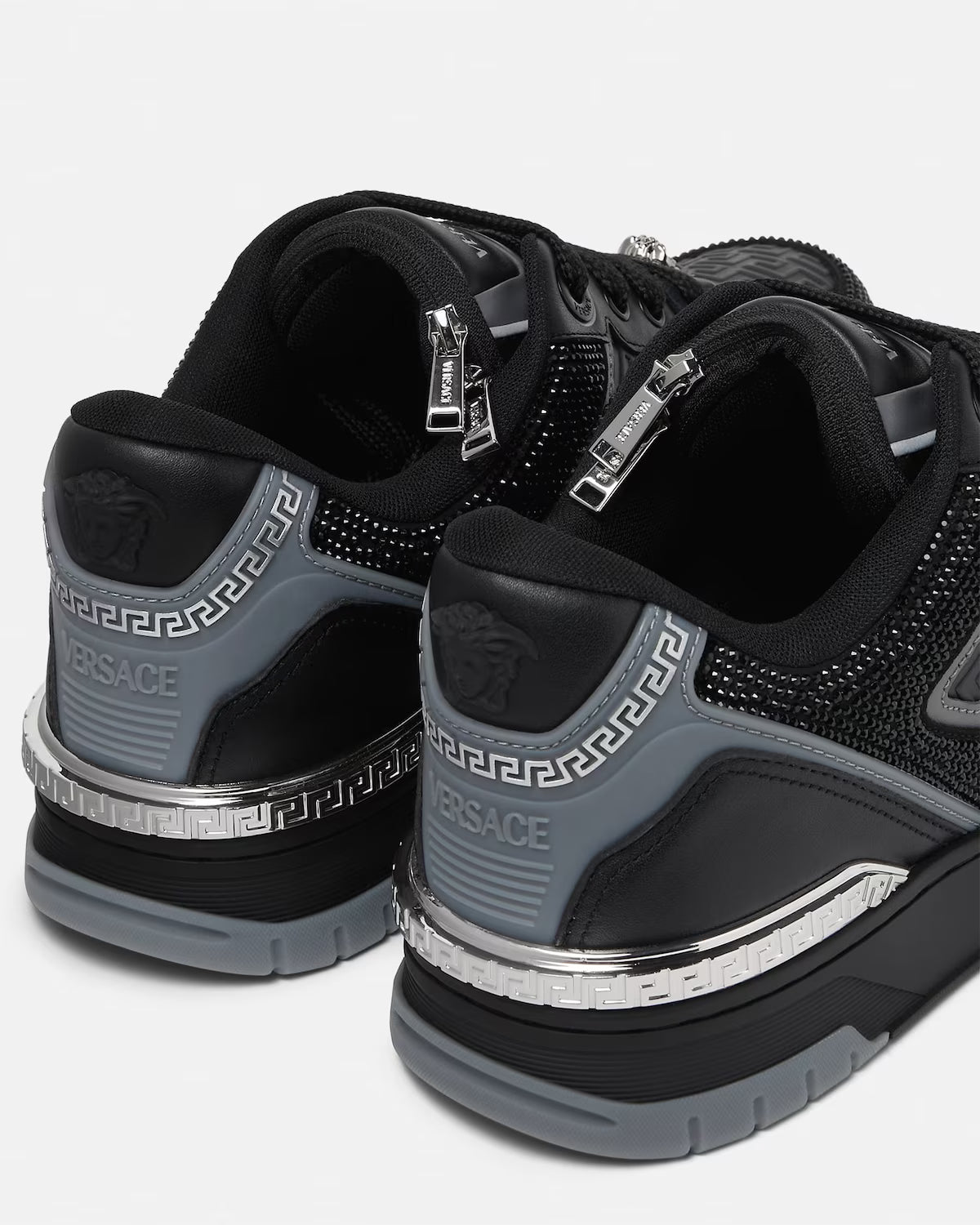 Biggie Basket Embellished Leather Black Silver