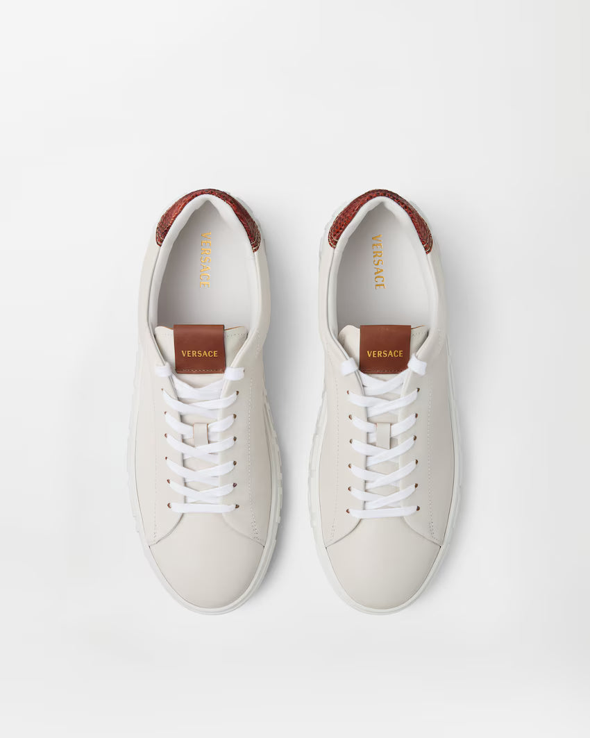 Greca Leather Brown White