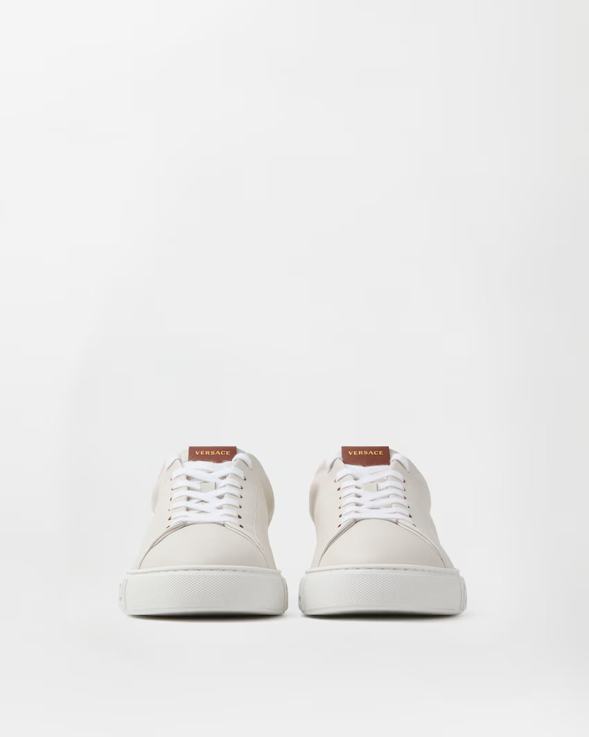 Greca Leather Brown White