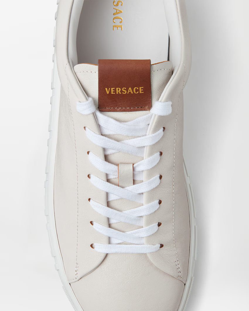 Greca Leather Brown White