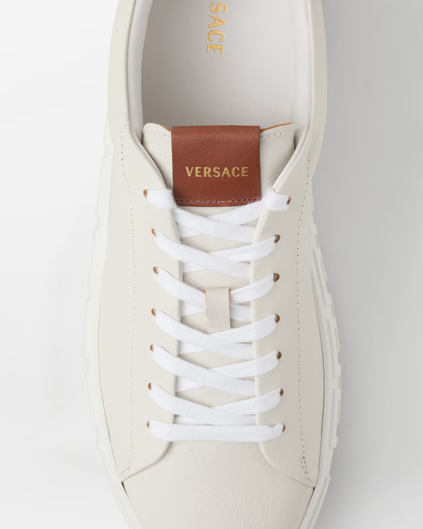 Greca Leather White Blue