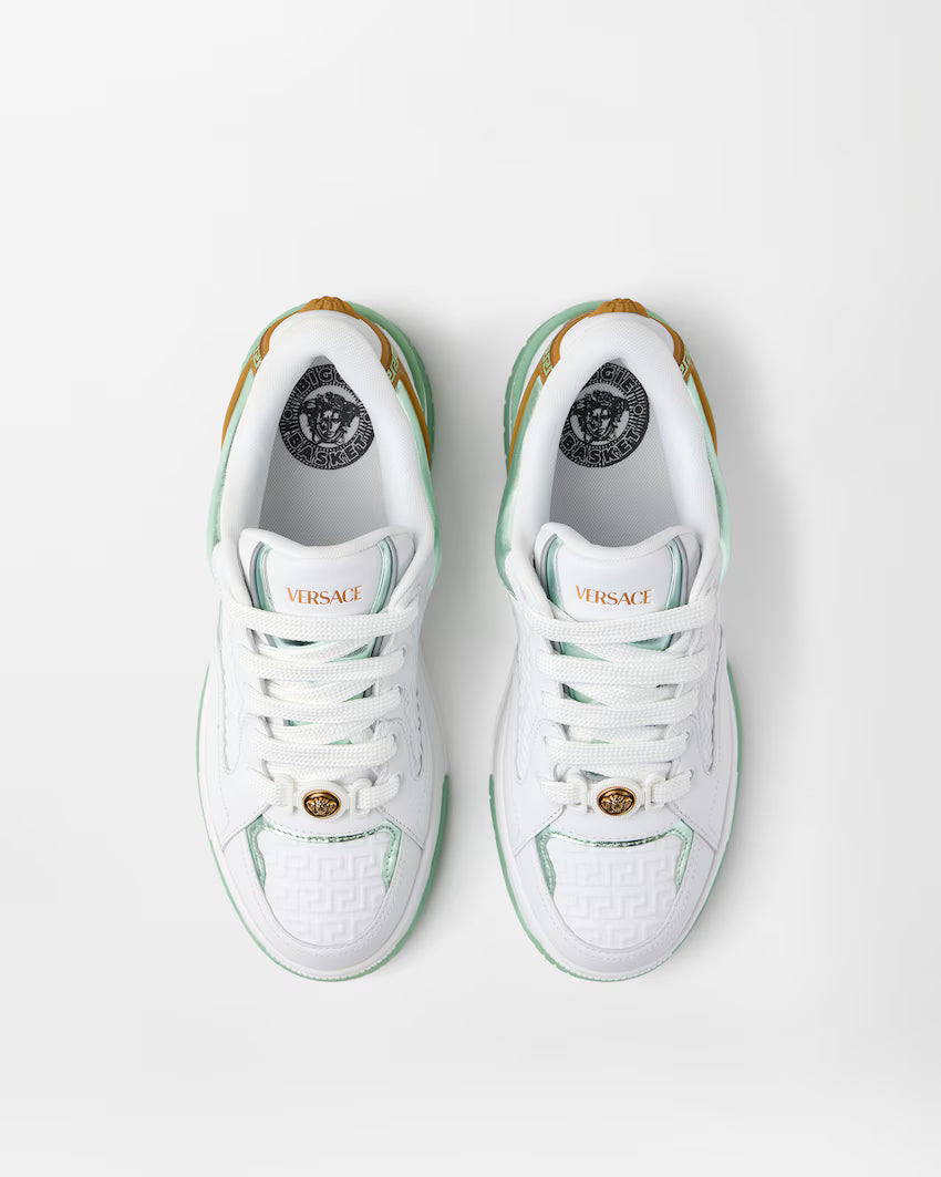 Biggie Basket Leather White Green