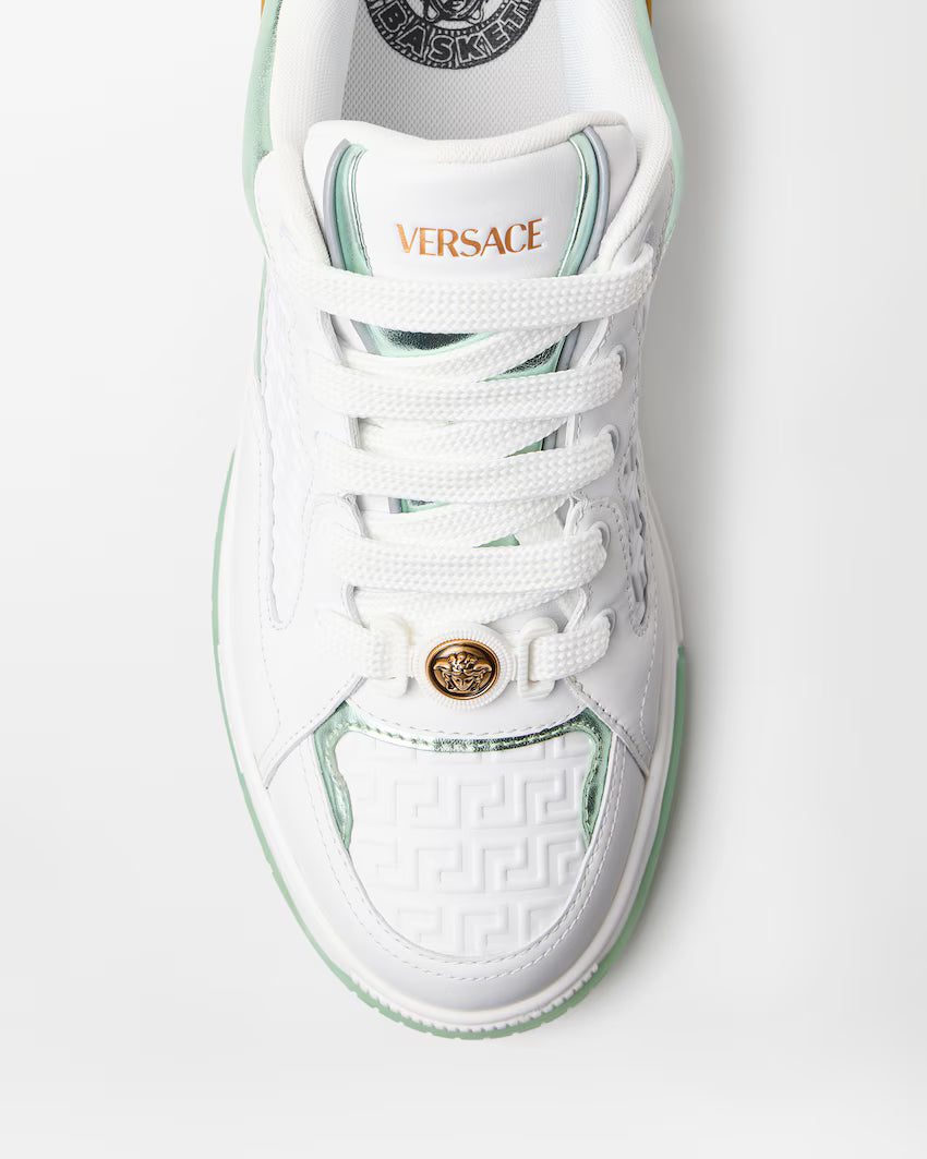 Biggie Basket Leather White Green